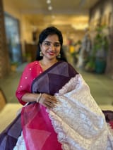 Organza Chikankari Embroidery Saree With Ganga Jamuna Bandhini Temple Borders SS50323