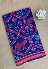 Blue and Majenta Combo Patan Patola Six figure Saree SS50354