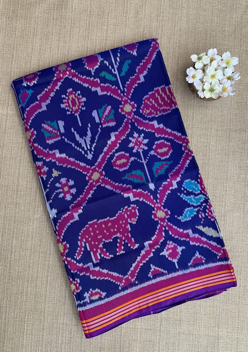 Blue and Majenta Combo Patan Patola Six figure Saree SS50354