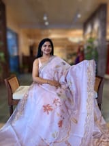 Lilac Pink Pure Organza Saree with one of a kind Tissue Applique work allover SS50330