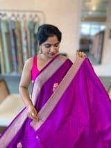 Purple Designer Banarasi Mashru Silk Saree with Petite Point Embroidered flo SS50577