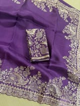Purple Pure organza Saree with pita emb SS50308