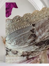 Shaded Gorgette printed Saree  with handwork borders and allover handwork SS5063