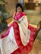 Organza Chikankari Embroidery Saree With Ganga Jamuna Bandhini Temple Borders SS50325