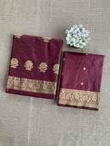 Winish Browm Pure Handloom Katan Silk  3 pc Suit Set with  kaduwa weaving SS50571