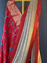 Designer Pure Handloom Gold tissue saree with kanchi petite point work blouse SS50416