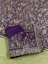 Purple Pure organza Saree with pita emb SS50308