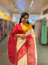 Organza Chikankari Embroidery Saree With Ganga Jamuna Bandhini Temple Borders SS50324