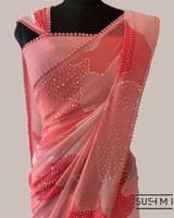 Pure Gorgette Saree in Abstract Style With Sequnce Allover SS5070