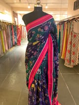 Navy Blue and Peacock Combo Pure Patan Patola Saree