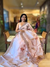 Dusty Pink Pure Organza Saree with one of a kind Tissue Applique work allover SS50332