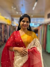 Organza Chikankari Embroidery Saree With Ganga Jamuna Bandhini Temple Borders SS50324