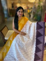 Organza Chikankari Embroidery Saree With Ganga Jamuna Bandhini Temple Borders SS50323