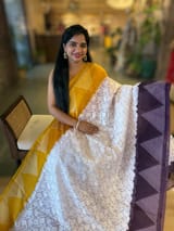 Organza Chikankari Embroidery Saree With Ganga Jamuna Bandhini Temple Borders SS50323