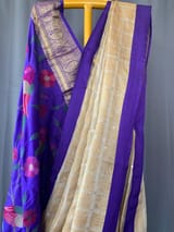 Designer Pure Handloom Gold tissue saree with kanchi petite point work blouse SS50447