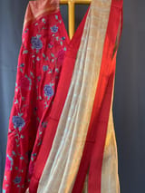 Designer Pure Handloom Gold tissue saree with kanchi petite point work blouse SS50416