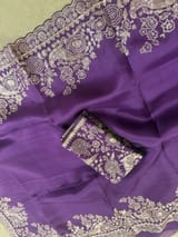 Purple Pure organza Saree with pita emb SS50308