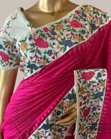 Pink Kanchi Soft Silk Saree With Petite Point Embroidered Border Pallu & Blouse SS50143