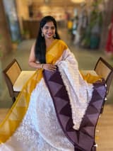 Organza Chikankari Embroidery Saree With Ganga Jamuna Bandhini Temple Borders SS50323