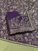 Purple Pure organza Saree with pita emb SS50308