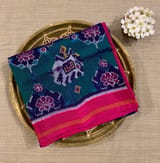 Navy Blue and Peacock Combo Pure Patan Patola Saree