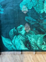 Forest Green Kanchi Soft Silk Saree With Statement 3D Rose Print allover SS50508