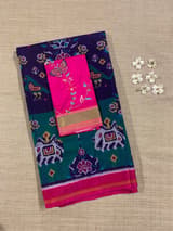 Navy Blue and Peacock Combo Pure Patan Patola Saree