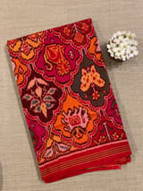 Orange , Red & yellow Combo Pure Patan Patola Saree With Allover Creeper Design