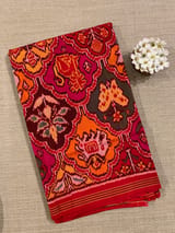 Orange , Red & yellow Combo Pure Patan Patola Saree With Allover Creeper Design