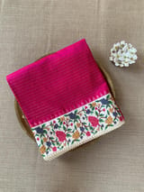 Pink Kanchi Soft Silk Saree With Petite Point Embroidered Border Pallu & Blouse SS50143