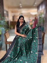 Black Kanchi Soft Silk with Allover Batik Print SS50506
