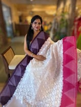 Organza Chikankari Embroidery Saree With Ganga Jamuna Bandhini Temple Borders SS50323