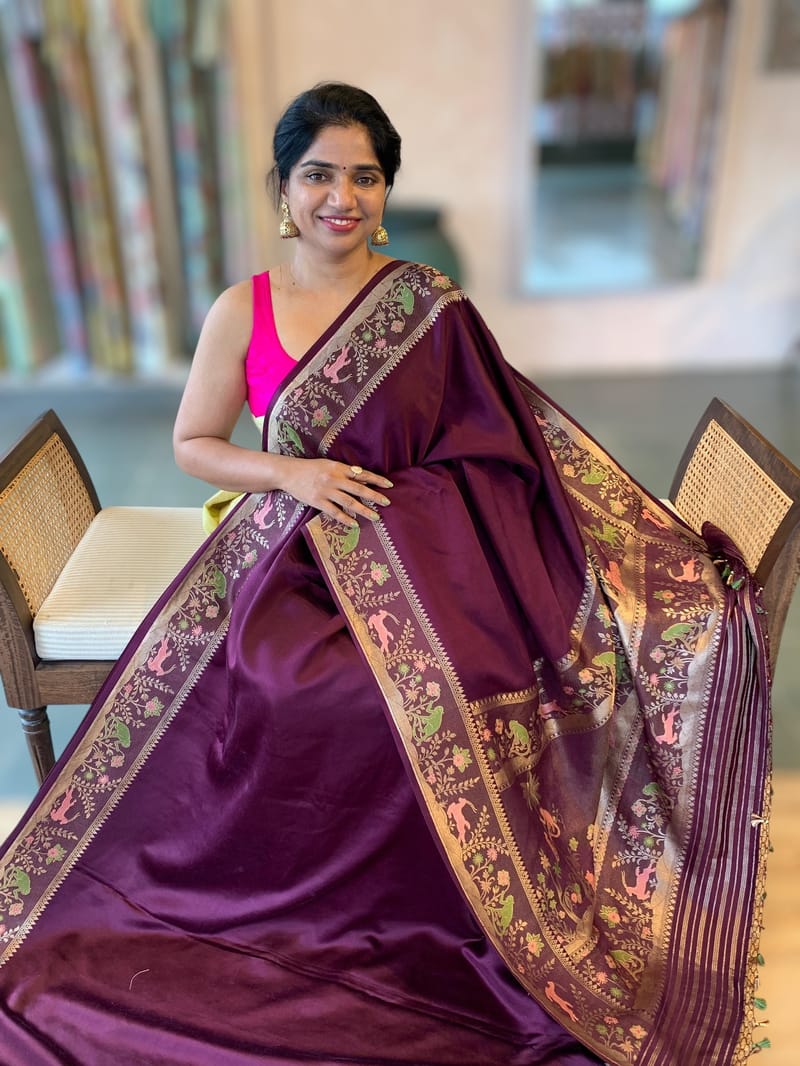 Wine Designer Mashru Silk Saree SS50576