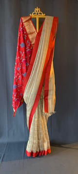 Designer Pure Handloom Gold tissue saree with kanchi petite point work blouse SS50416