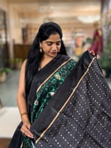 Black Kanchi Soft Silk with Allover Batik Print SS50506
