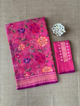 Pink Real Zari Jamdani Saree
