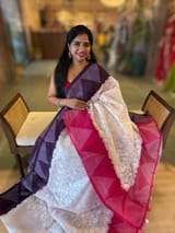 Organza Chikankari Embroidery Saree With Ganga Jamuna Bandhini Temple Borders SS50323