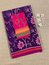 Violet and Pink Combo Pure Patan Patola Saree With Allover Creeper Design