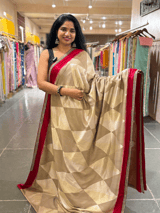 Tussar Gorgette Saree With Self Tissue & Pure Mashru and Sabhya Sachi  Borders