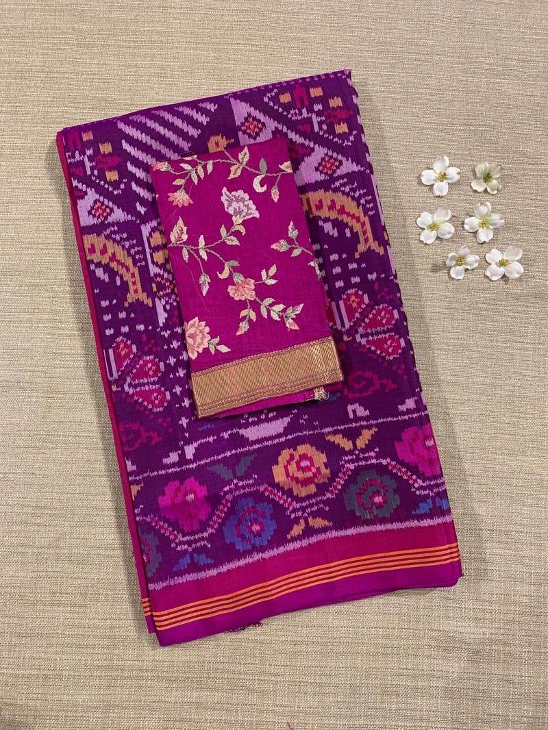 Purple and Pink Combo Patan Patola Saree with Unique concept body and Border SS50351