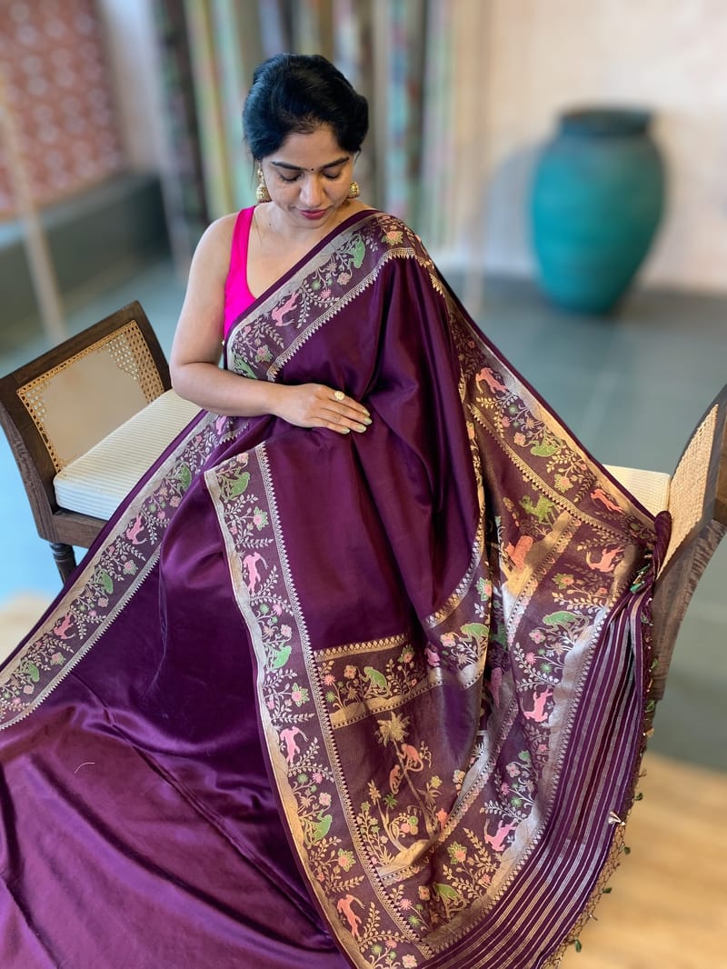 Wine Designer Mashru Silk Saree SS50576