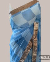Pure Gorgette Saree in Checks Pattern , Allover Seuence & Hemlined Wth Gota lace SS5067