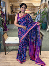 Blue and Majenta Combo Patan Patola Six figure Saree SS50354