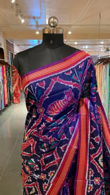 Blue and Majenta Combo Patan Patola Six figure Saree SS50354