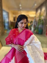 Organza Chikankari Embroidery Saree With Ganga Jamuna Bandhini Temple Borders SS50325