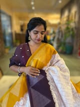 Organza Chikankari Embroidery Saree With Ganga Jamuna Bandhini Temple Borders SS50323