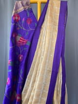 Designer Pure Handloom Gold tissue saree with kanchi petite point work blouse SS50447