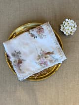 White Pure Chinnon Satin Crepe Saree With Floral Print & Handwork Borders