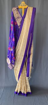 Designer Pure Handloom Gold tissue saree with kanchi petite point work blouse SS50447
