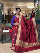Meroon Katan Silk  3 pc Suit Set with  kaduwa weaving SS50595